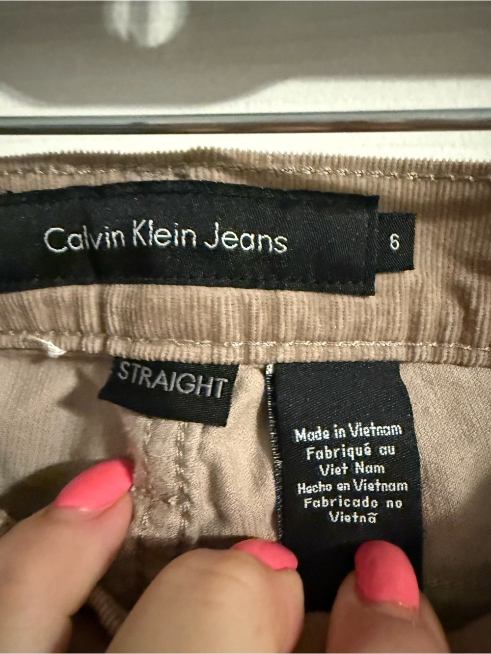 Calvin Klein Jeans Women’s Straight Corduroy Pants in Beige